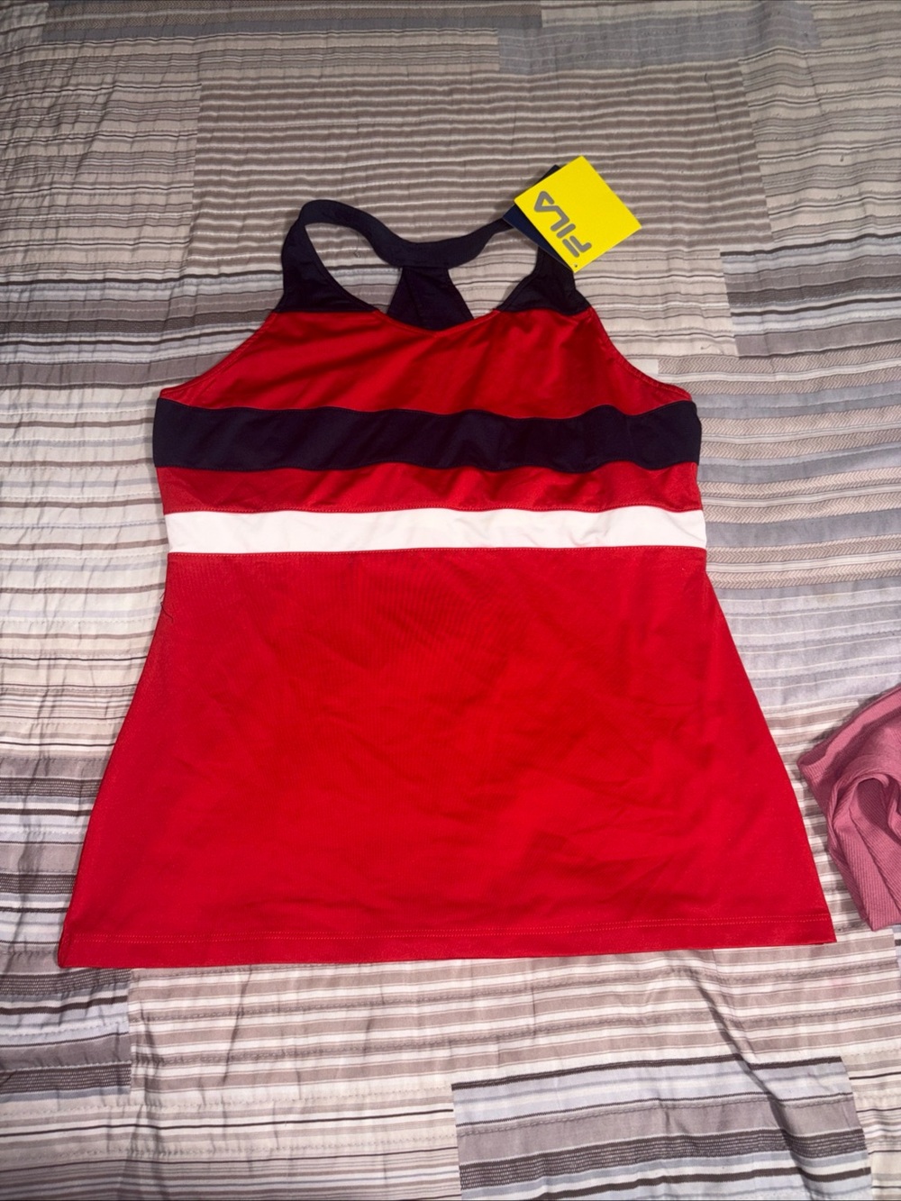 Fila Red, Navy & White Athletic Tank Top